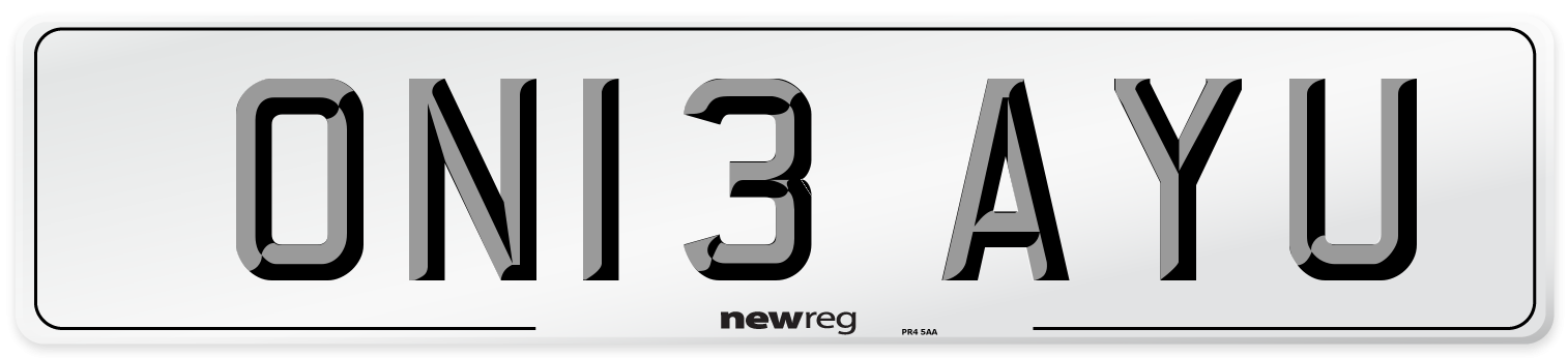 ON13 AYU Number Plate from New Reg